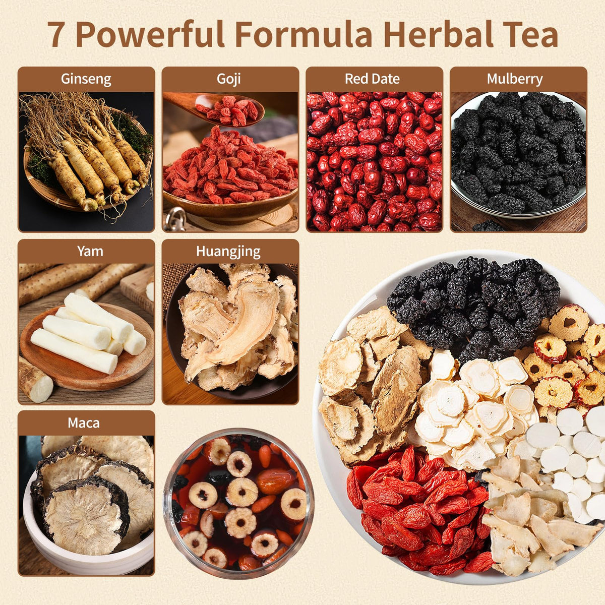 Solisleaf Ginseng Six Treasure Tea teabags ready for convenient, flavorful morning ritual