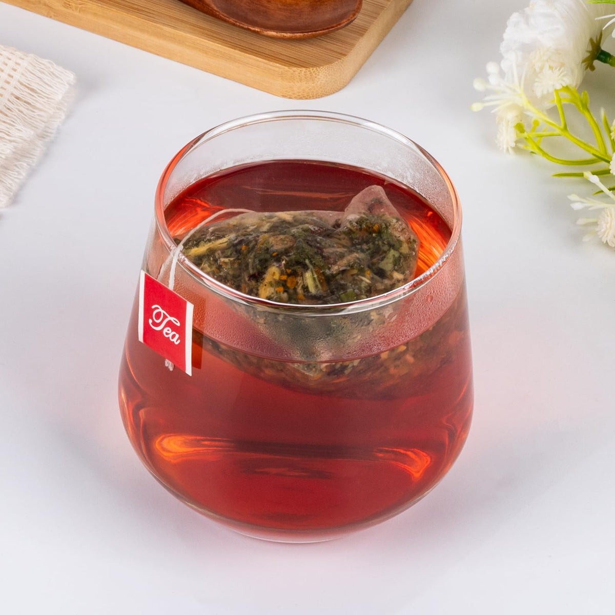 Close-up of Solisleaf Liver Detox Tea ingredients including dandelion and milk thistle