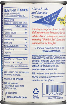 Solo Almond Filling spread on cookies demonstrates ready-to-use convenience