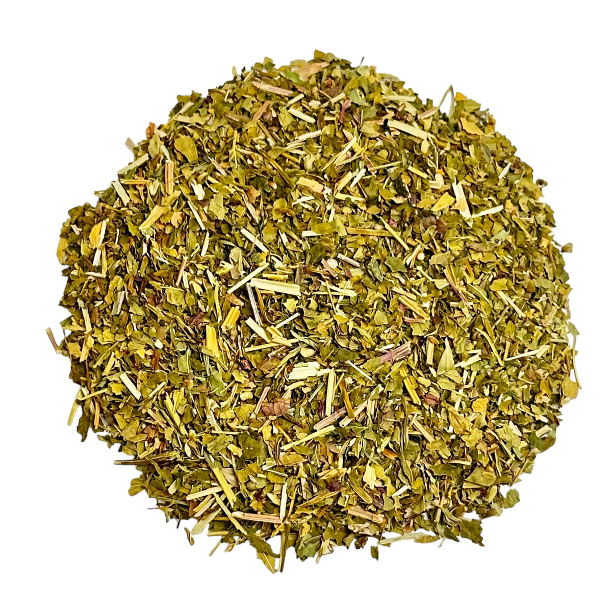 Solo Therapy skullcap dried leaves close-up, showcasing minty aroma for tea flavor.