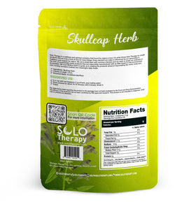Solo Therapy skullcap tea being brewed, inviting relaxation and calming moments.
