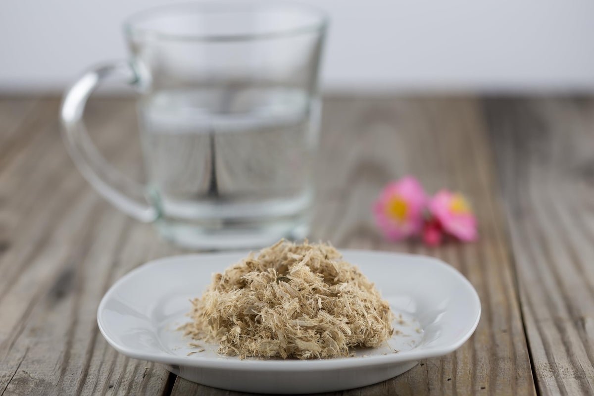 Solo Therapy slippery elm bark tea closeup showing natural texture