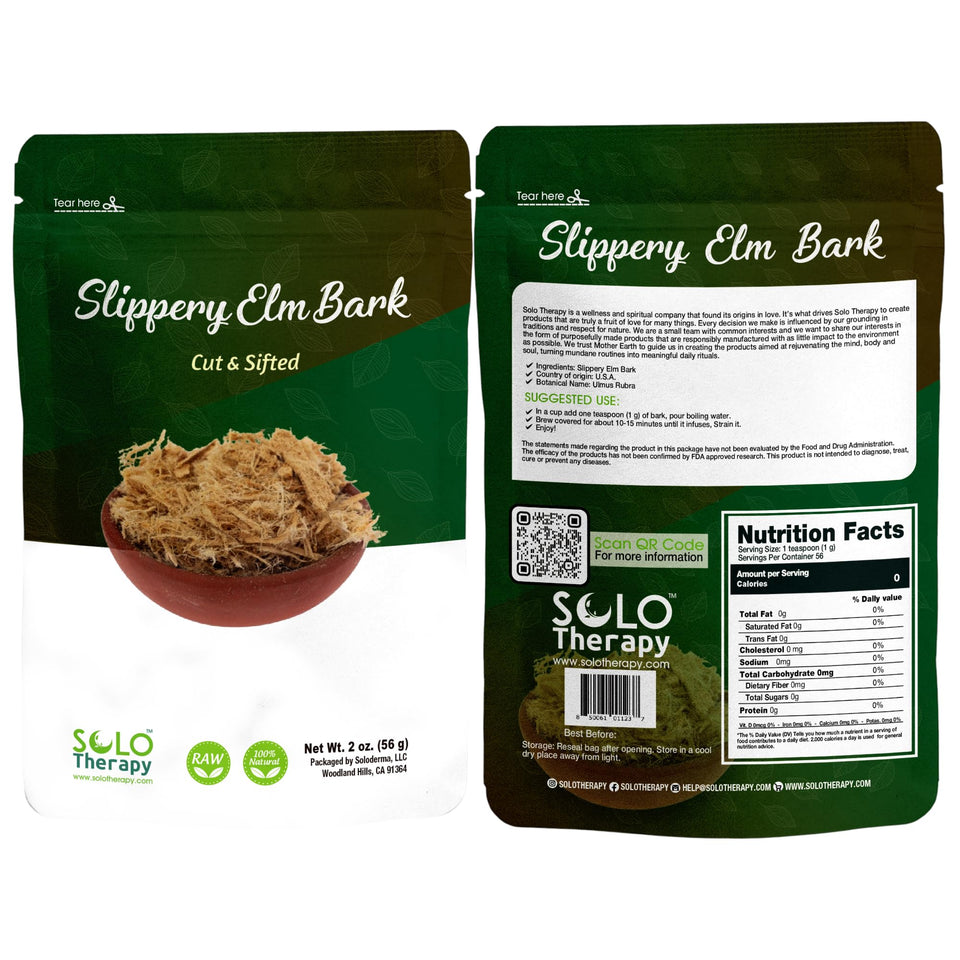 Solo Therapy slippery elm tea cup poured for a soothing ritual