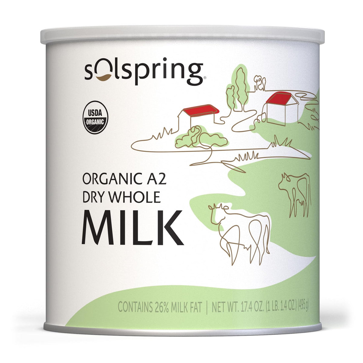 Dr. Mercola Solspring A2 dry whole milk canister for versatile organic powder use