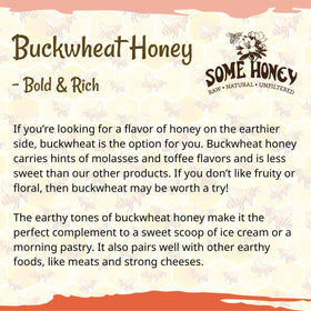 Some Honey Buckwheat Honey amber bottle reveals deep, earthy notes.