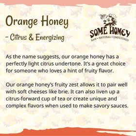 Some Honey orange blossom honey pour with smooth flow and floral aroma.
