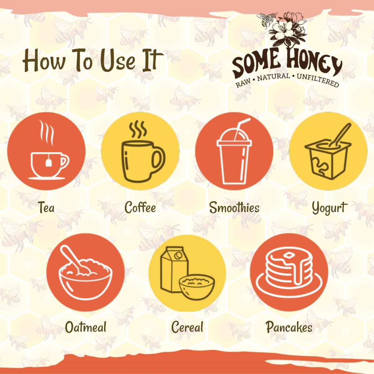 Some Honey orange blossom honey spoon dip for easy tasting and use.