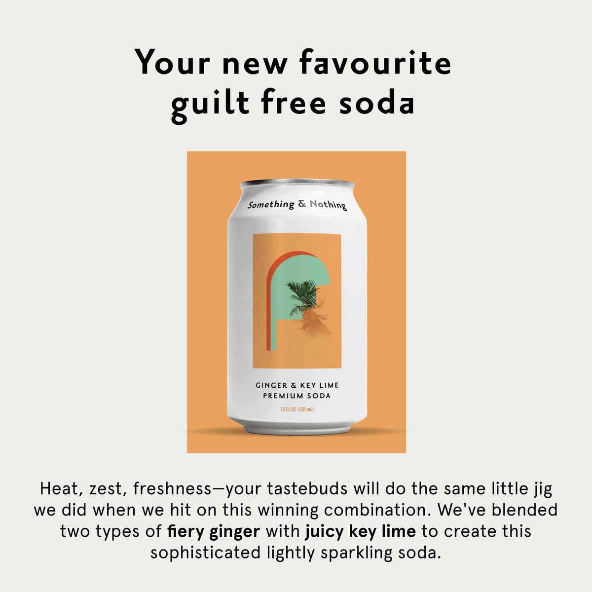 Something & Nothing Ginger & Lime splash with ice highlights fiery ginger and citrus notes.