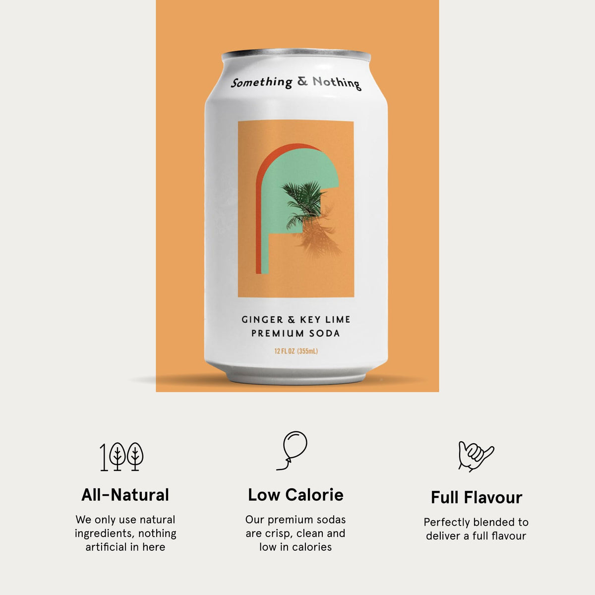 Label close-up shows recyclable cans and natural ingredients.