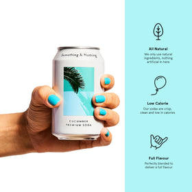 Something & Nothing holiday-themed can art stands out on shelves.