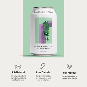 Something & Nothing Mango Thai Basil can evokes tropical moments ideal for sipping solo or with mixers.