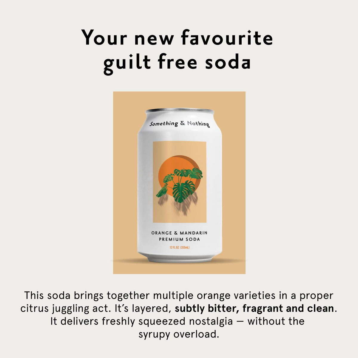 Something & Nothing orange-mandarin-sparkling-water-pour shows vibrant citrus aroma and sparkling clarity.