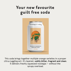 Something & Nothing orange-mandarin-sparkling-water-pour shows vibrant citrus aroma and sparkling clarity.