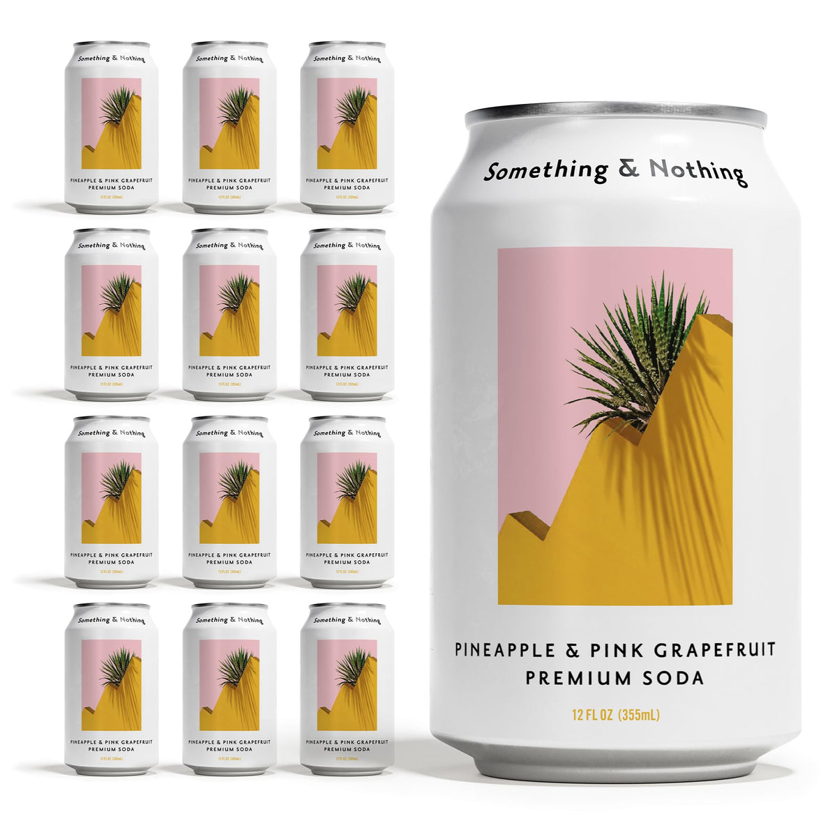 Something and Nothing pineapple-pink grapefruit can front, delivering vibrant flavor in every sip.