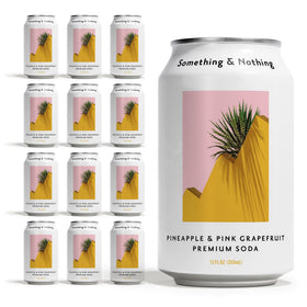 Something and Nothing pineapple-pink grapefruit can front, delivering vibrant flavor in every sip.