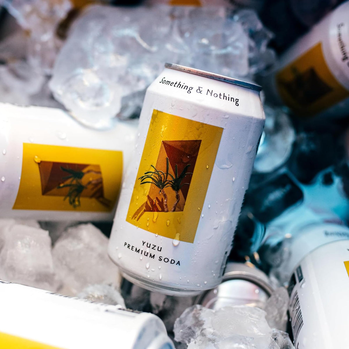 Something & Nothing Yuzu sparkling water on a table ready to enjoy