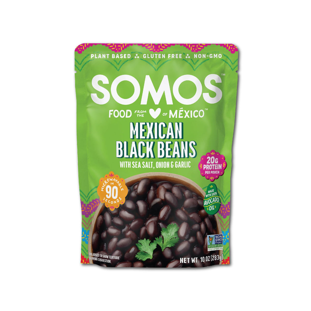 SOMOS Mexican black beans served in a bowl showcase authentic flavor and plant-based nutrition