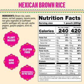 SOMOS Mexican Brown Rice bowl with toppings ready for burrito bowls and tostadas.