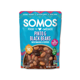 SOMOS Pinto and Black Beans microwave-ready pouch for quick, easy lunches.
