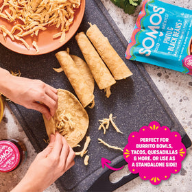 SOMOS Pinto and Black Beans vegan gluten-free label supports dietary options.