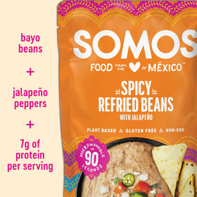 SOMOS 10 oz pack, gluten-free, non-GMO, vegan-friendly packaging.