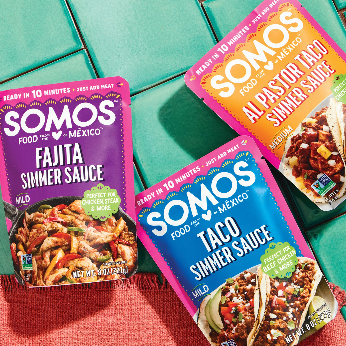 SOMOS ready dinner setup shows easy meal prep with all natural ingredients