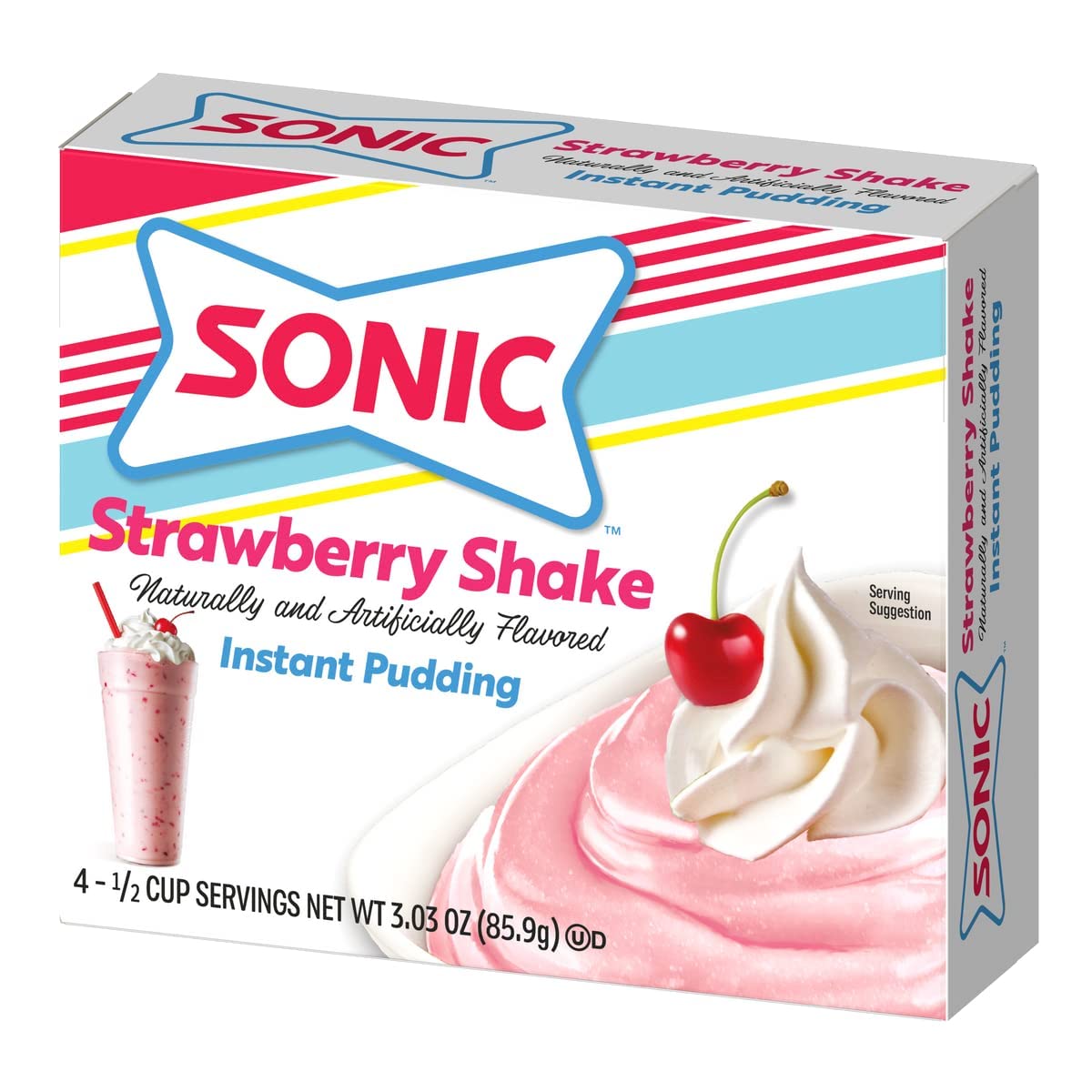 Sonic The Hedgehog Instant Pudding Strawberry Shake serve in cup emphasizes convenient dessert anytime.