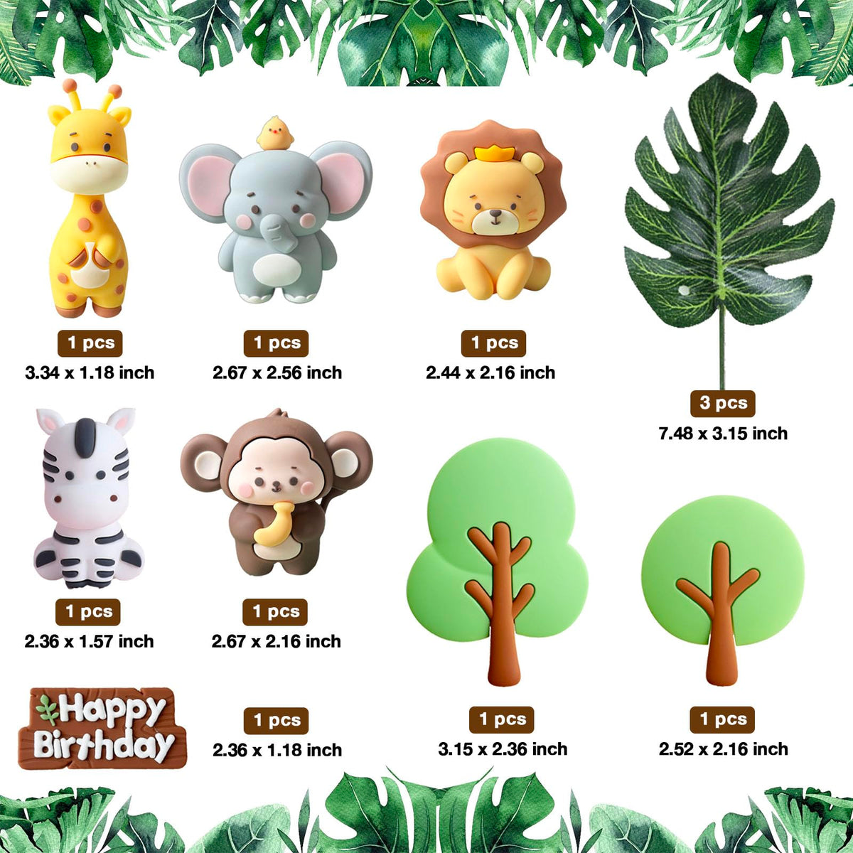SONICEBUY Safari Elephant cake topper creates a cute focal point for the party cake.