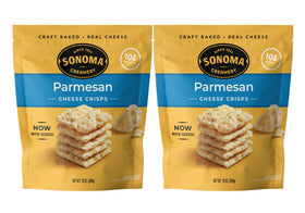 Sonoma Creamery Parmesan cheese crisps 10oz two-pack, crisp savory bites for on-the-go snacking.