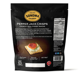 Close-up of Sonoma Creamery Pepper Jack crisps highlighting crispy texture