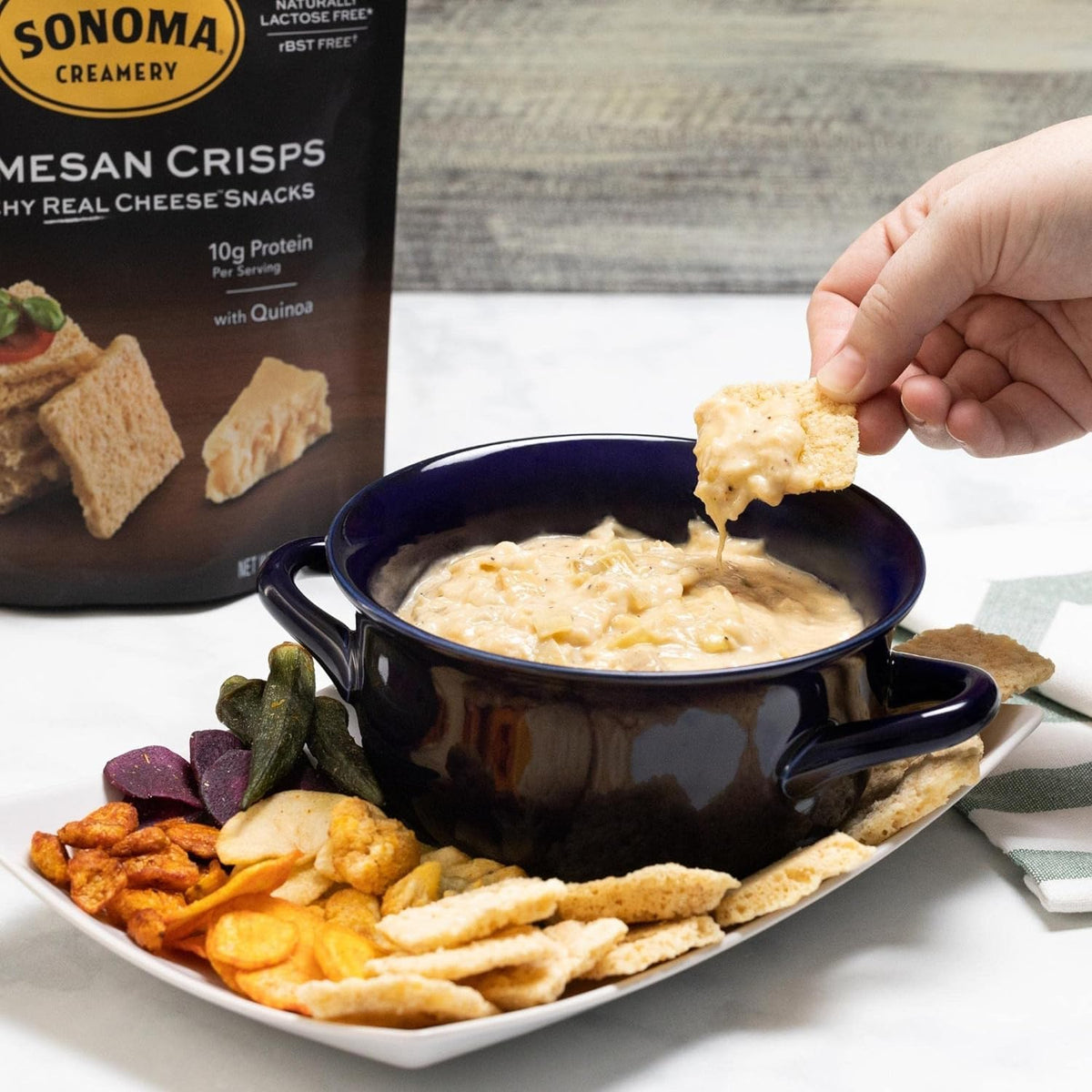 Sonoma Creamery rBST-free cheese offers authentic flavor and near-spark crunch in each bite.