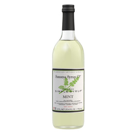 Sonoma Syrup Co Mint Infused Simple Syrup bottle showing a vivid mint aroma for drinks