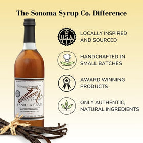 Sonoma Syrup Co Vanilla Bean Infused Simple Syrup pour enhances lattes.