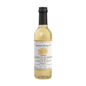 Sonoma Syrup Co vanilla almond infused simple syrup bottle for cocktails and tea