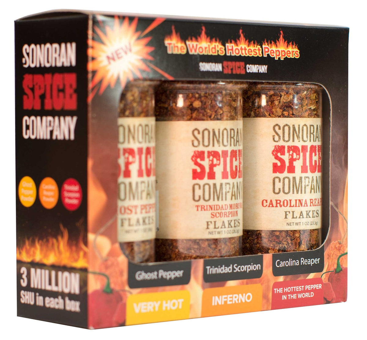Sonoran Spice Carolina Reaper flakes in a jar for intense flavor on dishes