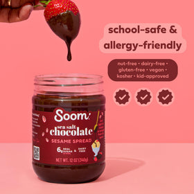 Soom spread on toast with visible sea salt crunch