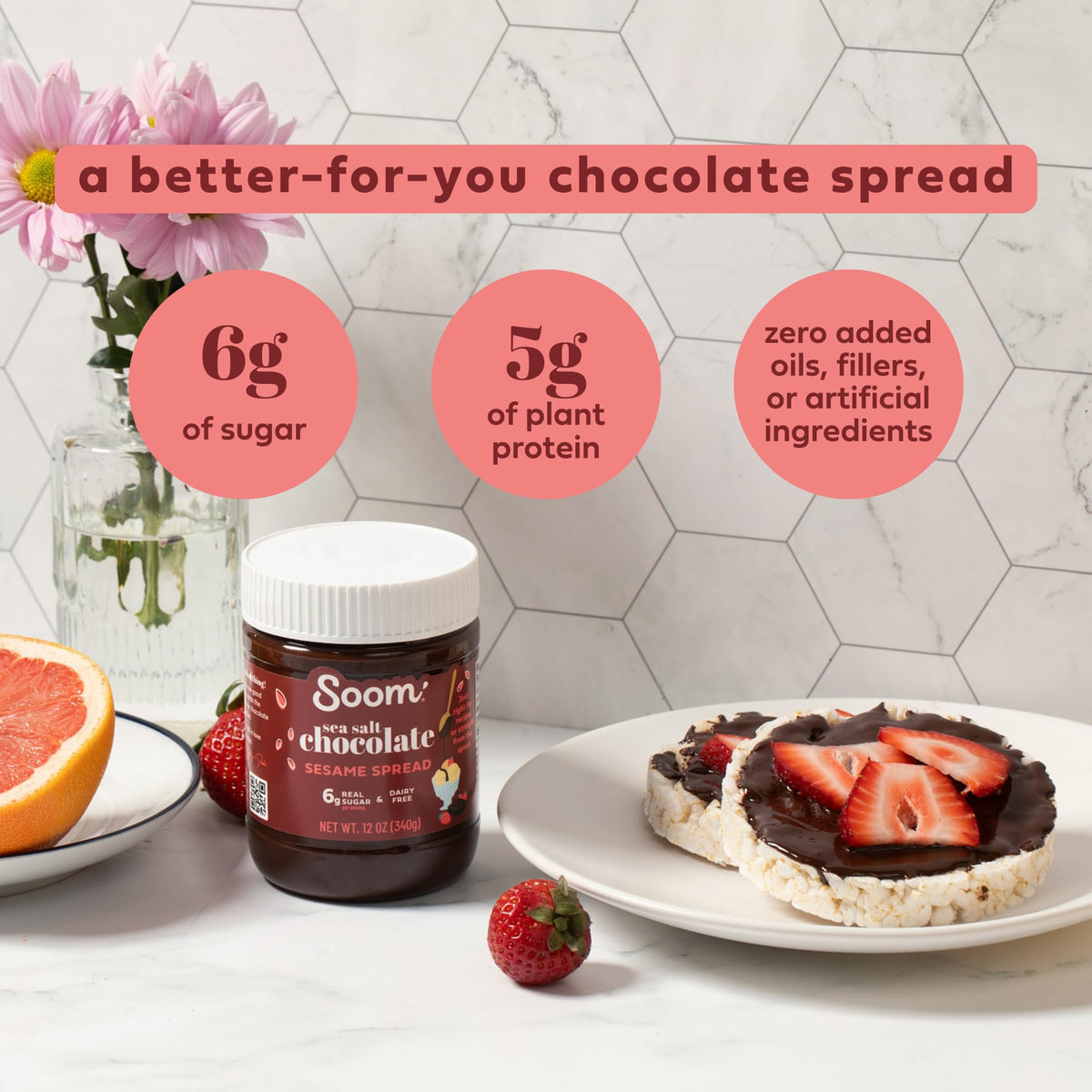 Pouring Soom spread over toast for a rich chocolate experience
