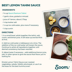 Soom Foods organic tahini ingredients label, clean label with sesame as sole ingredient
