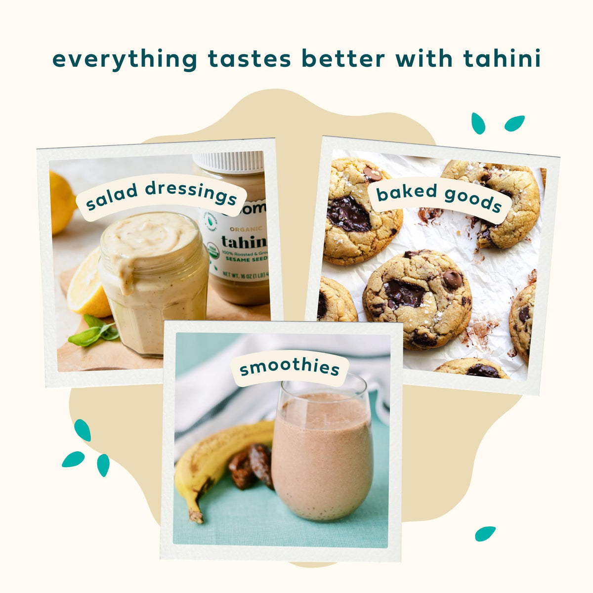 Soom Foods tahini sauce dressing bowl, versatile topping for salads and meals