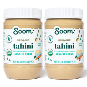 Soom Organic Tahini 2-pack bottle — creamy sesame paste for hummus and sauces.