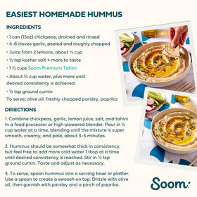 Soom Tahini hummus and dressing prep, smooth texture blends without clumps.