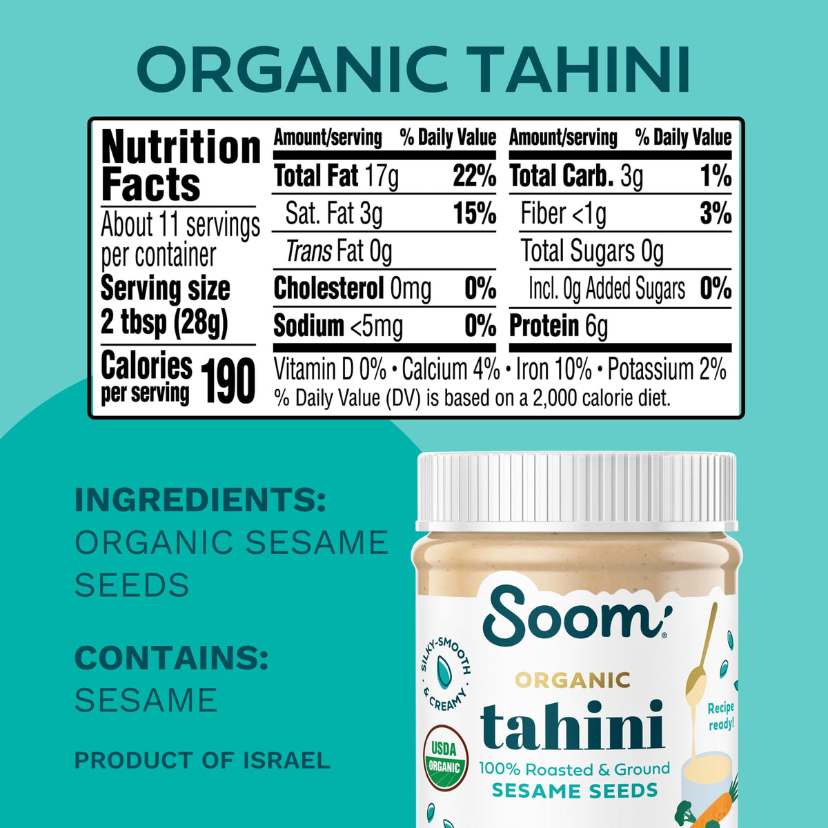 Soom Tahini kitchen setup, versatile use from spreads to sauces.