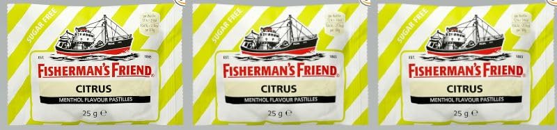 SÖPÖSÖPÖ Fisherman's Friend Citrus Pastilles 3-pack offering a sugar-free citrus refresh