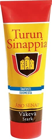 SOPOSOPO Strong Mustard with red packaging for bold flavor on sausages.