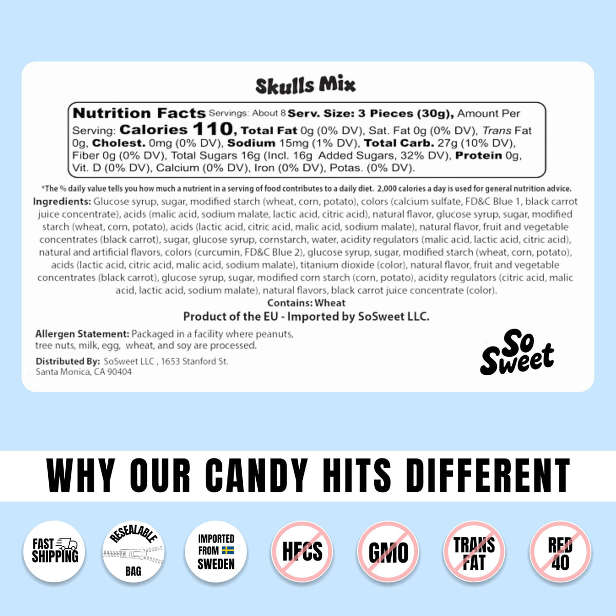 SoSweet packaging from Sweden imported for gifting and sharing