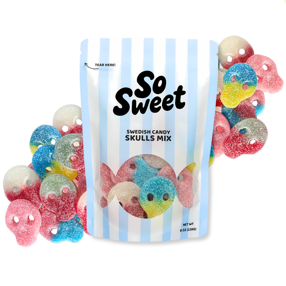 SoSweet Swedish Skulls Mix 8oz colorful gummies ready to snack