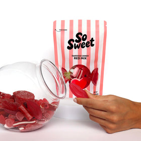 SoSweet Swedish Candy Red Mix closeup reveals soft, chewy texture.