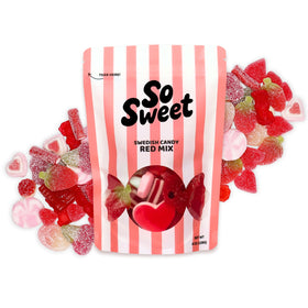 SoSweet Swedish Candy Red Mix jar shows juicy fruit flavors.