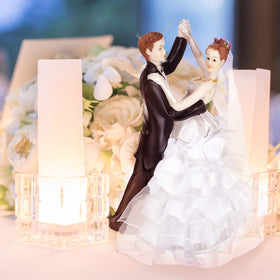 Sotiff wedding topper shows flowing veil detail for graceful charm