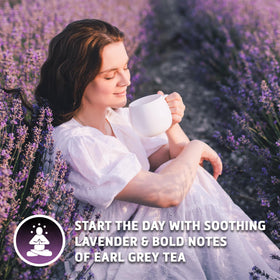 Bergamot oil adds citrus brightness to Sou Zen Earl Grey Lavender.
